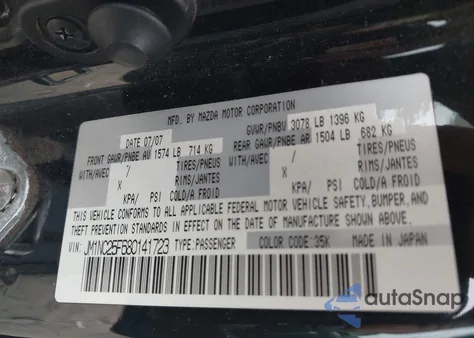 2008 Mazda Mx-5 Touring z USA, uszkodzony, nr VIN JM1NC25F680141723